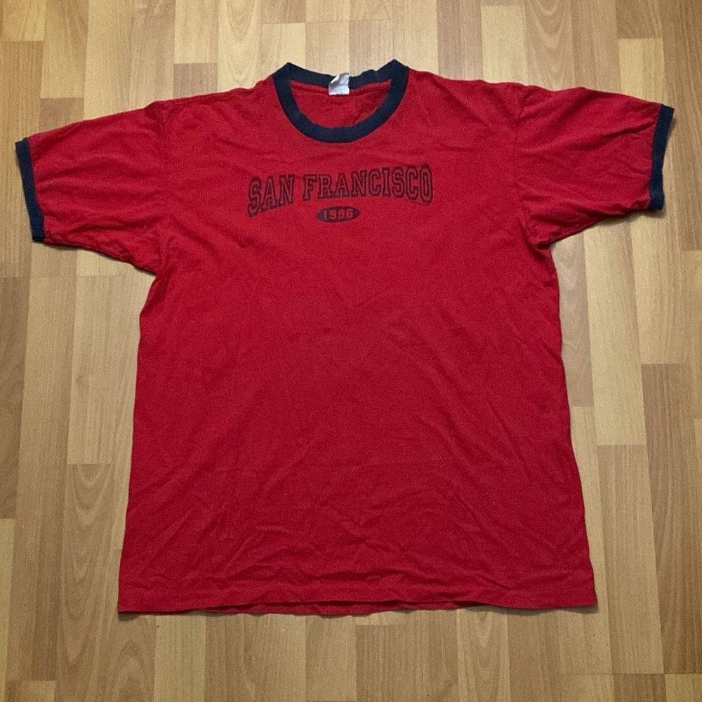 Vintage 80s San Francisco Don’t Panic Red T Shirt Men M Single Stitch Made USA